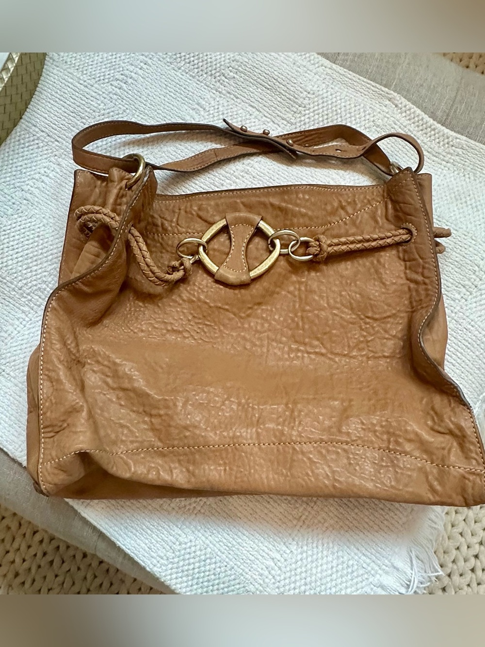New Tortuga Shoulder Bag in Tan with Gold Accent